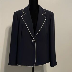 John Meyer of Norwich Elegant Navy Women's Blazer with White Trim
